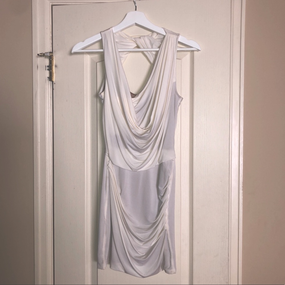 BCBG Vivia Draped Mini Dress White